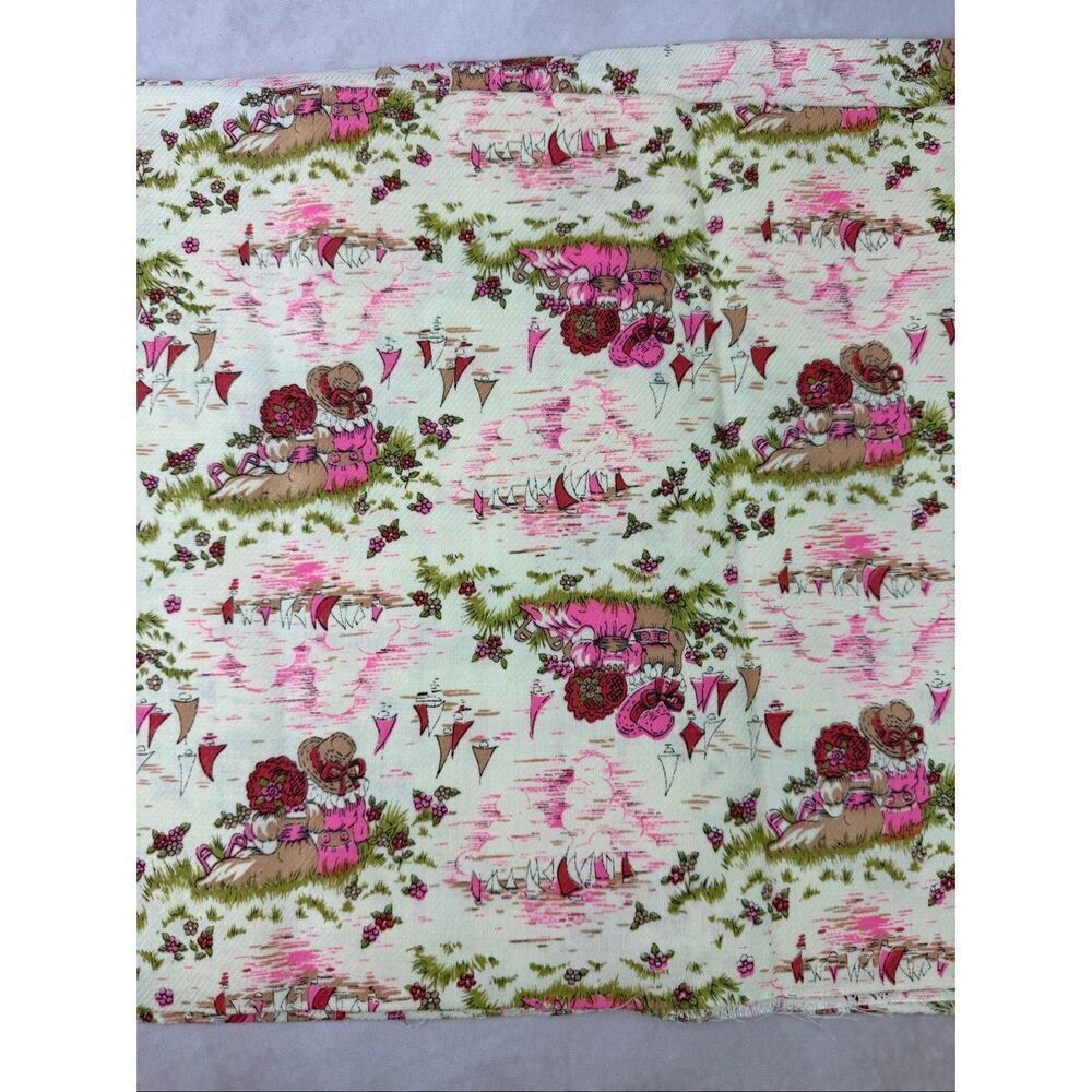 Vintage 1950s Novelty Print Fabric Rayon Blend NWT 45x46”